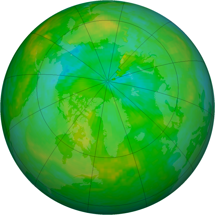 Arctic ozone map for 22 July 1990